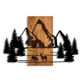 Wallity Natural Habitat Accesorio de Pared de Madera y Metal Nogal y Negro
